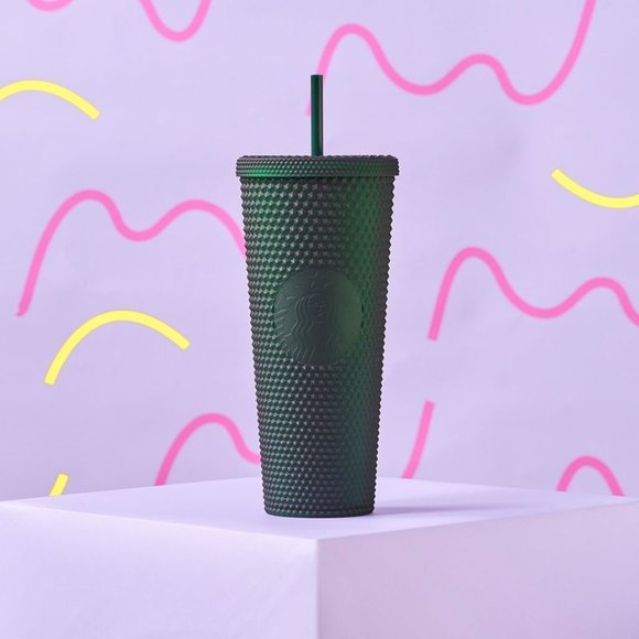 Starbucks Other - Starbucks 2022 Jelly Tinted Bling Dark Green Studded Cold Cup Tumbler 24oz
